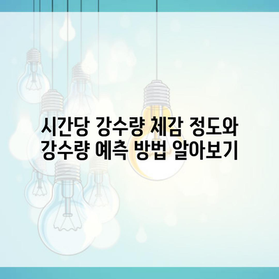 시간당 강수량 체감 정도와 강수량 예측 방법 알아보기