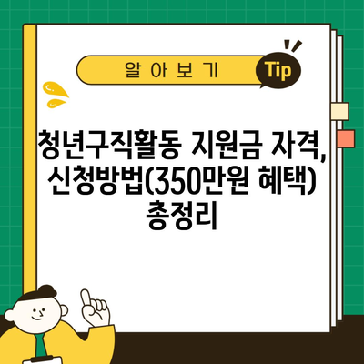 청년구직활동 지원금 자격, 신청방법(350만원 혜택) 총정리