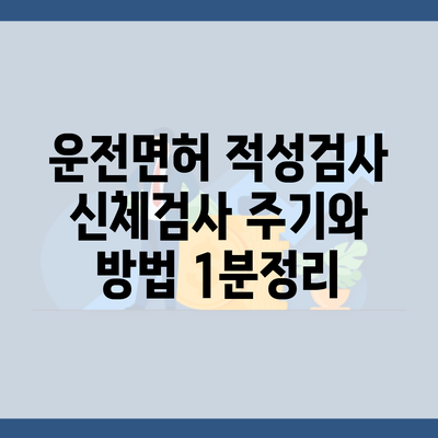 운전면허 적성검사 신체검사 주기와 방법 1분정리