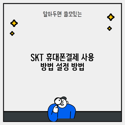 SKT 휴대폰결제 사용 방법 설정 방법