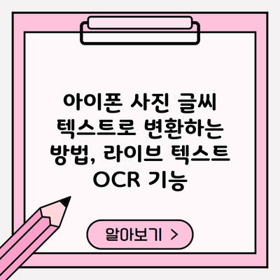 아이폰 사진 글씨 텍스트로 변환하는 방법, 라이브 텍스트 OCR 기능