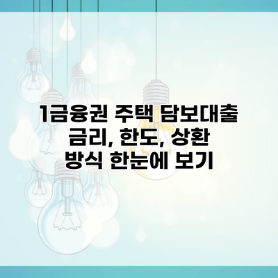 1금융권 주택 담보대출 금리, 한도, 상환 방식 한눈에 보기