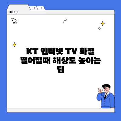 KT 인터넷 TV 화질 떨어질때 해상도 높이는 팁