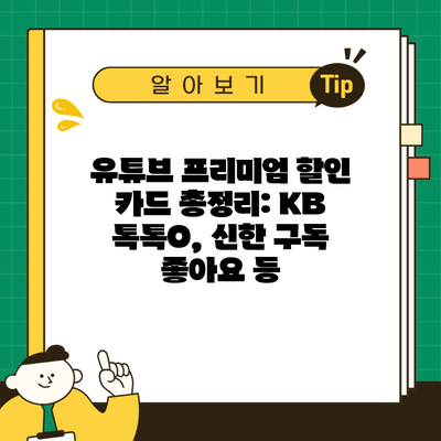 유튜브 프리미엄 할인 카드 총정리: KB 톡톡O, 신한 구독 좋아요 등