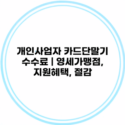 개인사업자 카드단말기 수수료 | 영세가맹점, 지원혜택, 절감