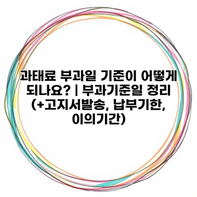 과태료 부과일 기준이 어떻게 되나요? | 부과기준일 정리 (+고지서발송, 납부기한, 이의기간)