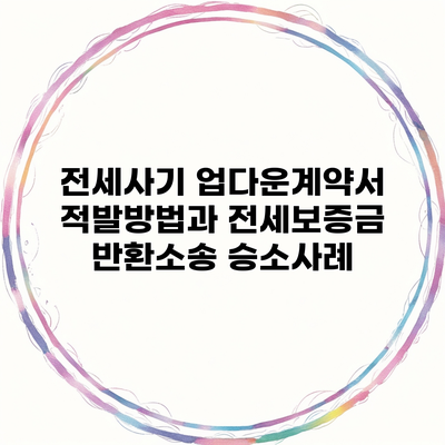 전세사기 업다운계약서 적발방법과 전세보증금 반환소송 승소사례