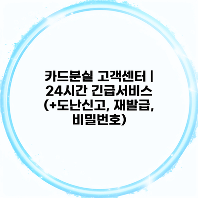 카드분실 고객센터 | 24시간 긴급서비스 (+도난신고, 재발급, 비밀번호)