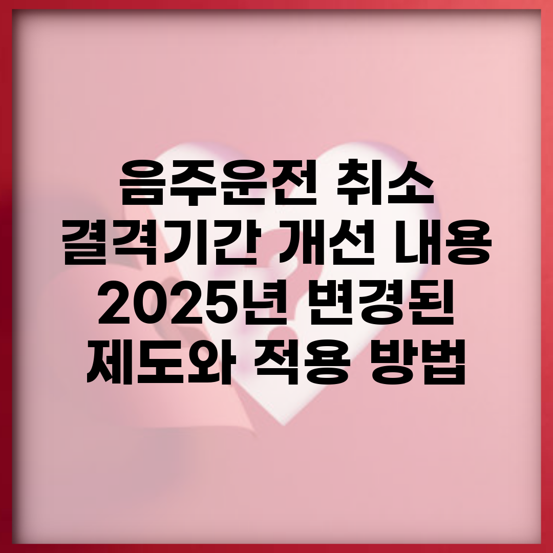 음주운전 취소 결격기간 개선 내용 | 2025년 변경된 제도와 적용 방법