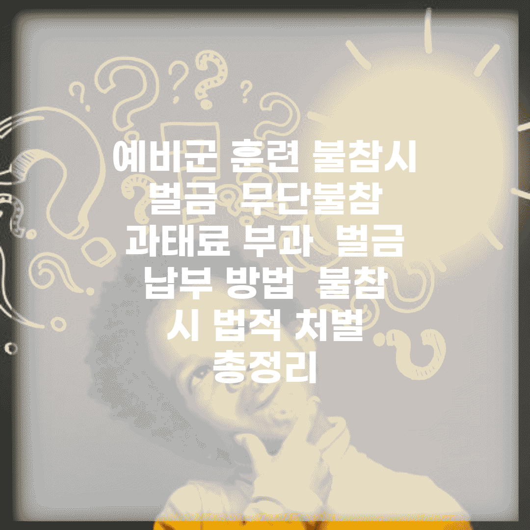 예비군 훈련 불참시 벌금 | 무단불참 과태료 부과 | 벌금 납부 방법 | 불참 시 법적 처벌 총정리