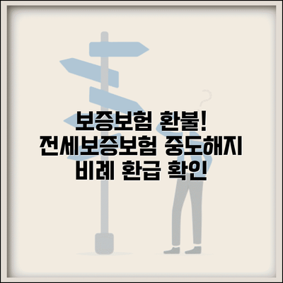 보증보험료 환불 신청 | 전세보증보험 중도해지 환불과 비례 환급