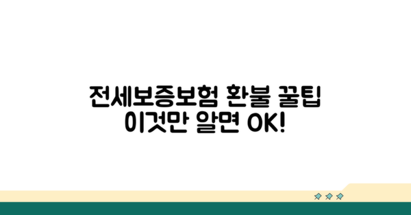 전세보증보험 환불, 이것만 알면 끝!