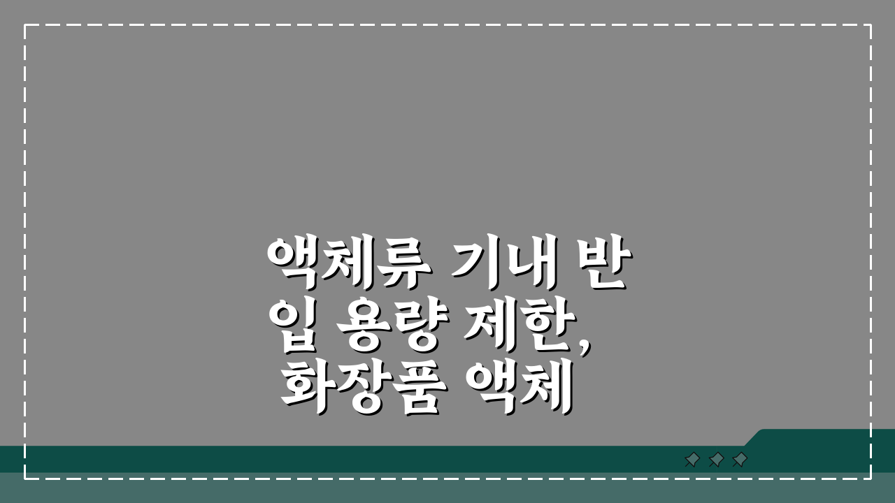 액체류 기내 반입 용량 제한, 화장품 액체 기내 반입 규정 A to Z