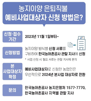농지이양 은퇴직불금 신청 절차 안내